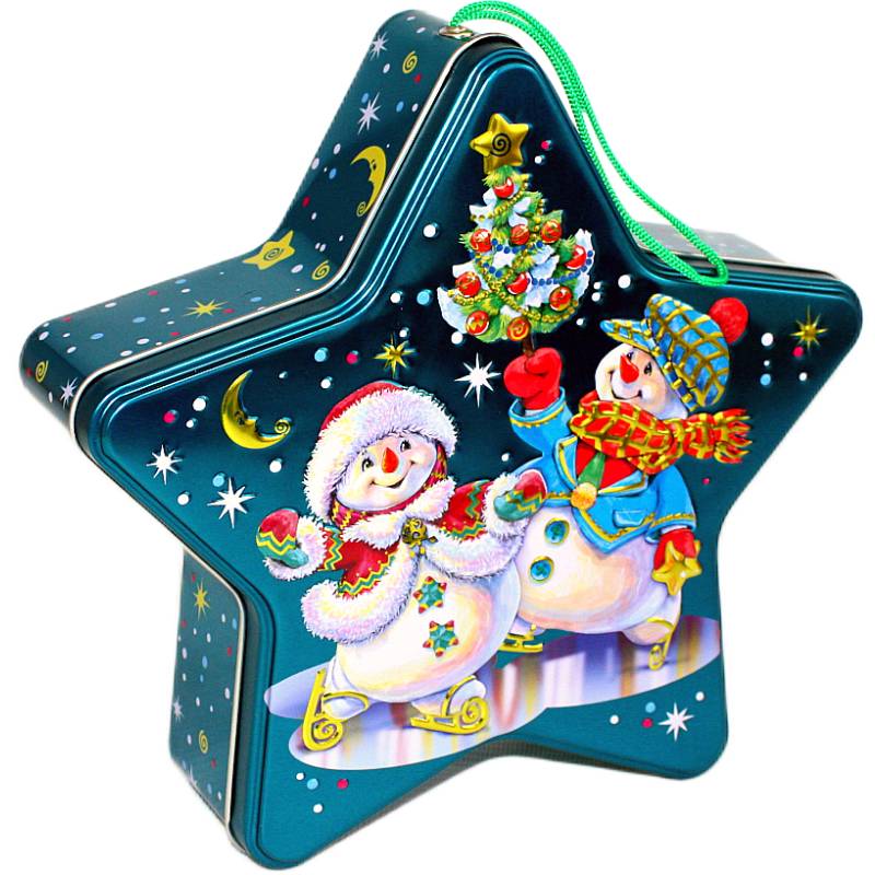 Детский новогодний подарок в жестяной упаковке весом 550 грамм